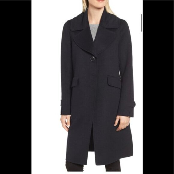 DEREK LAM 10 CROSBY New Minimalist Wool Coat Faux Fur Trim Oversized Pockets XL - Picture 4 of 16